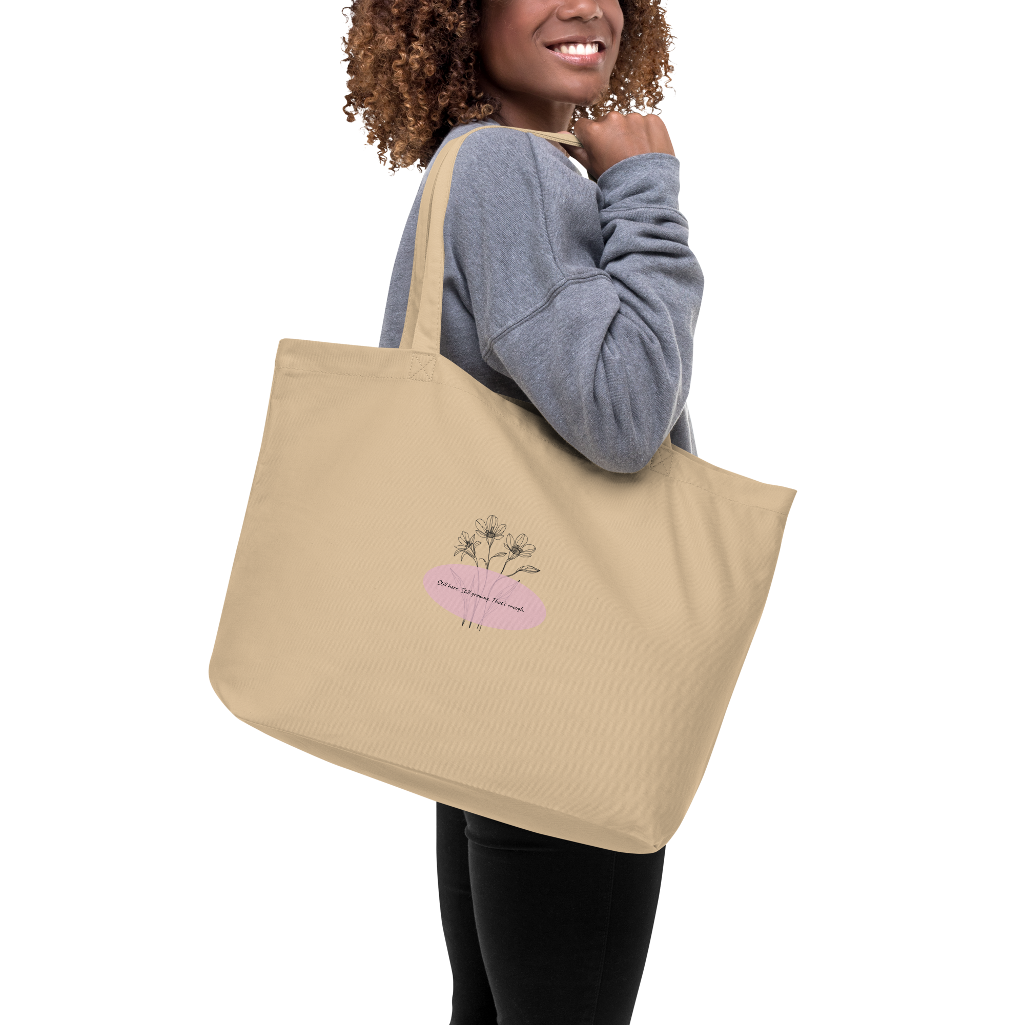 Rooted & Loved Large Organic Tote Bag | Eco Gift for Moms & Plant Parents