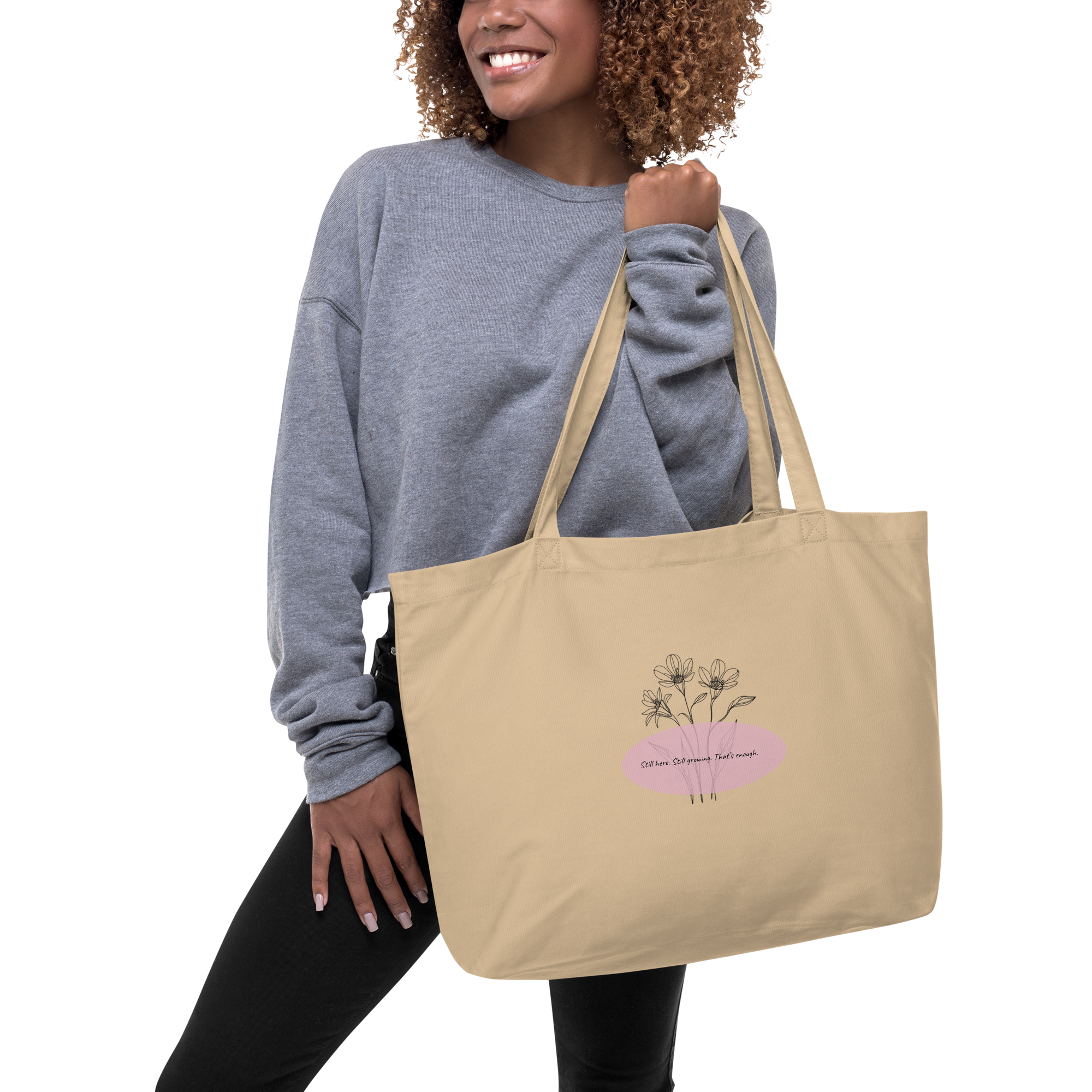 Rooted & Loved Large Organic Tote Bag | Eco Gift for Moms & Plant Parents